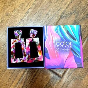 Color Street Earrings Hot‎ Tropics TortoiseShell Multicolor June Color Play NEW